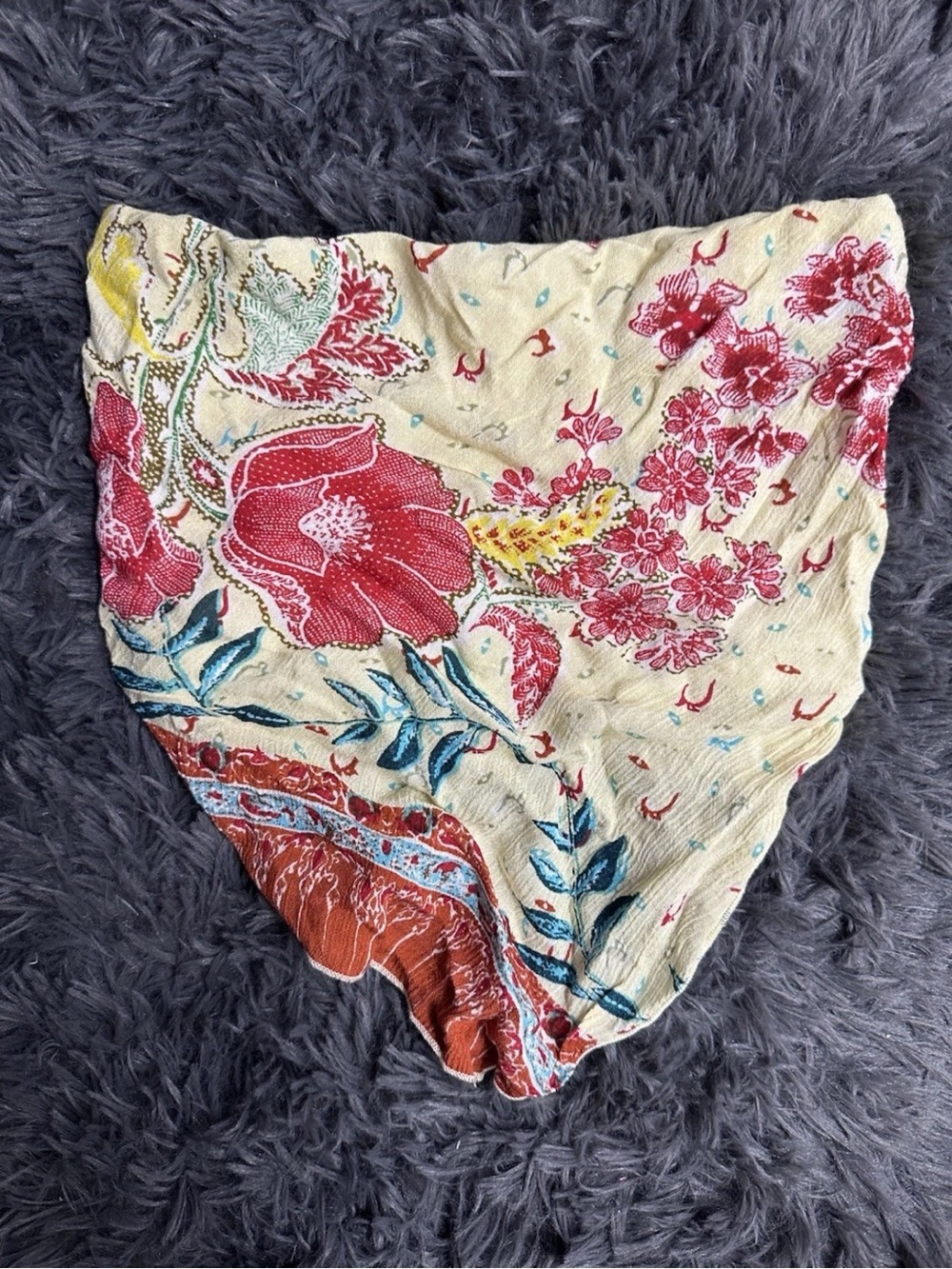 Free People FP One Raya Floral Print Bandana Top Triangle Bandeau Bohemian Large